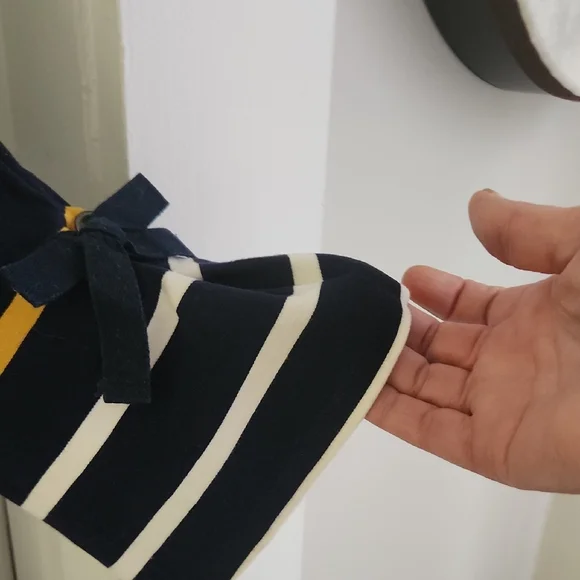 Ann Taylor Black, White, and Gold Striped Dress - Picture 4 of 5